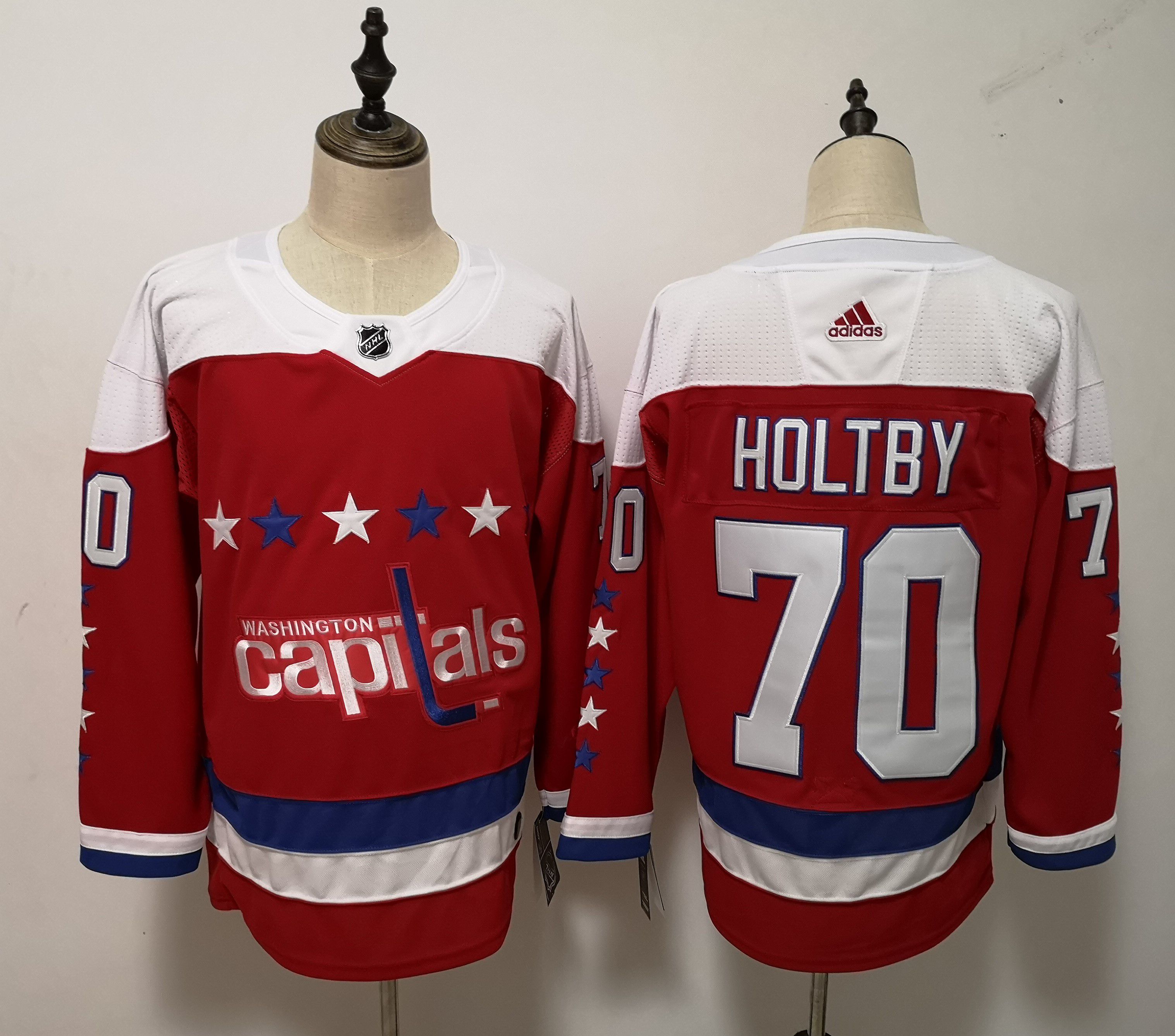 Men Washington Capitals 70 Holtby Red Adidas Alternate Authentic Stitched NHL Jersey